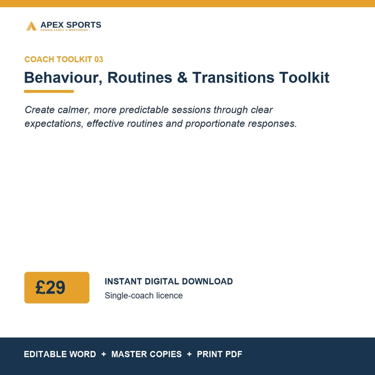 APEX Behaviour, Routines and Transitions digital toolkit for individual coaches.