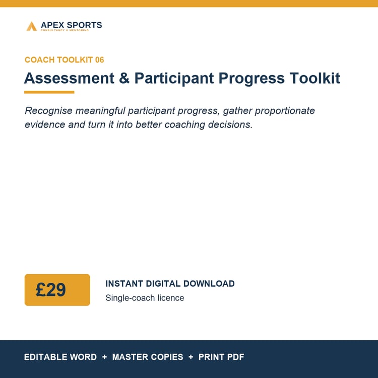 APEX Assessment and Participant Progress digital toolkit for individual coaches.