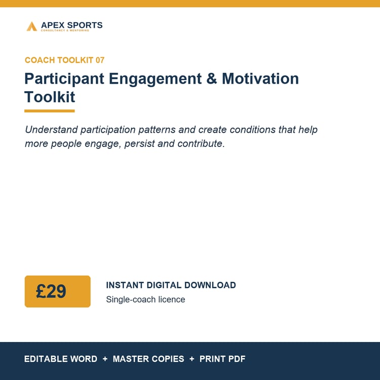APEX Participant Engagement and Motivation digital toolkit for individual coaches.