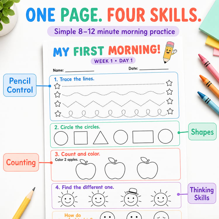 No More Morning Prep — 8 Weeks of Preschool Morning Work for Ages 3–5