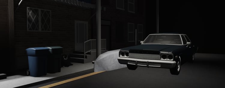 Detailed social club entrance with streetlights and winter surroundings