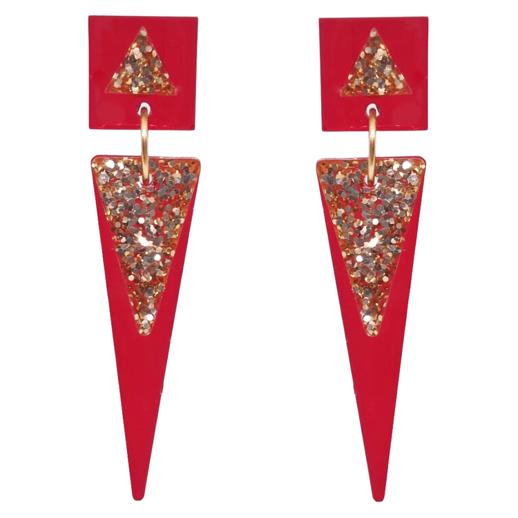 Retro 1970's 70s Disco Glamrock Studio 54 Red Gold Earrings by Atomic Cat