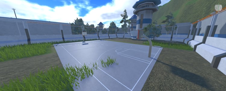 Modern prison basketball court