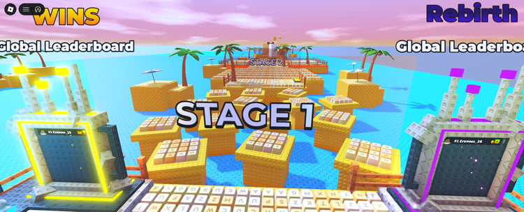 Tropical keyboard-themed simulator environment