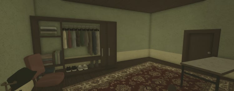 Bedroom with double bed and bedside table