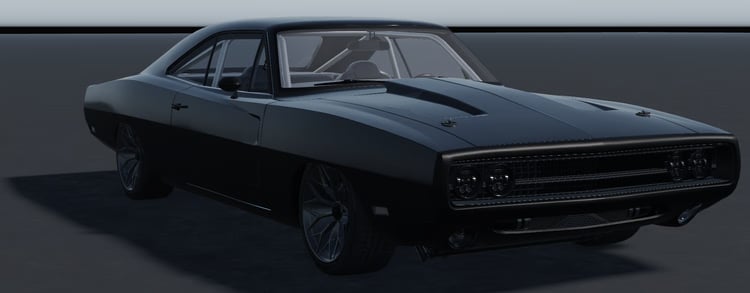 Black classic muscle sedan side profile