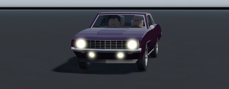 Classic purple muscle car front view