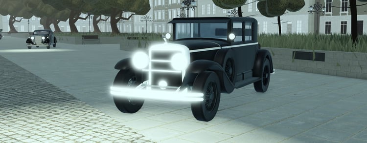 Classic black luxury vehicle front view