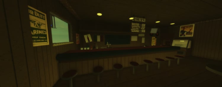 Separate card room with tables and seating
