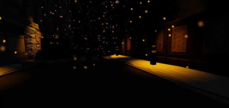 Antique Italian restaurant exterior at night