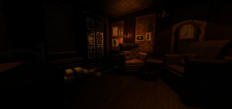 Dark Italian restaurant interior with wooden furniture
