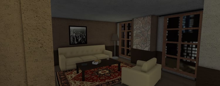 Luxury apartment interior with detailed furnishings