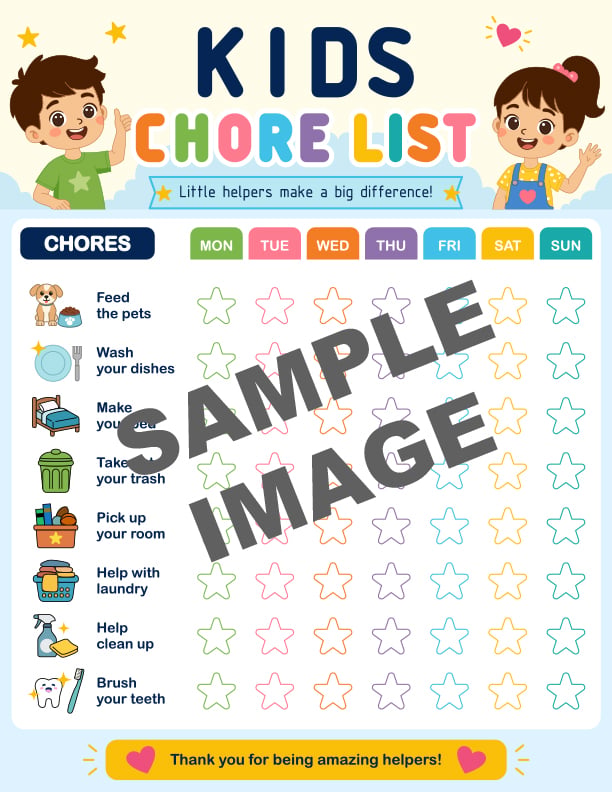 Kids Chore List digital download image