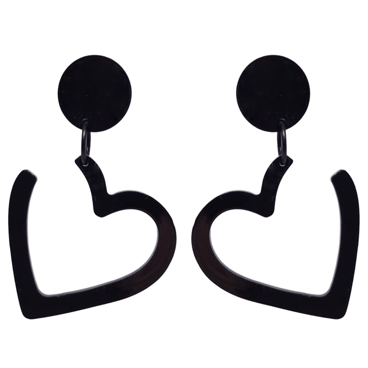 1980's Style Retro Black Heart Earrings by Atomic Cat