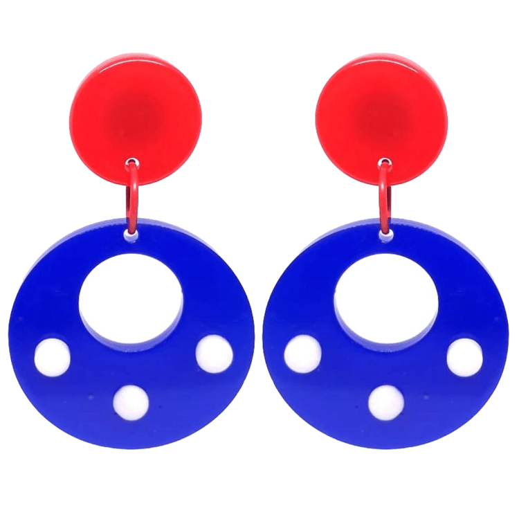 Retro Vintage Style Red White Blue Hoop Earrings by Atomic Cat
