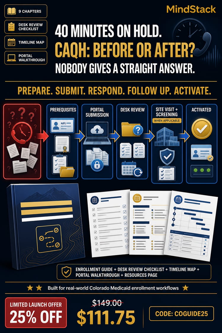 Colorado Medicaid Provider Enrollment Blueprint guide for provider application, desk review, screening or site visit readiness, follow-up, and activation planning
