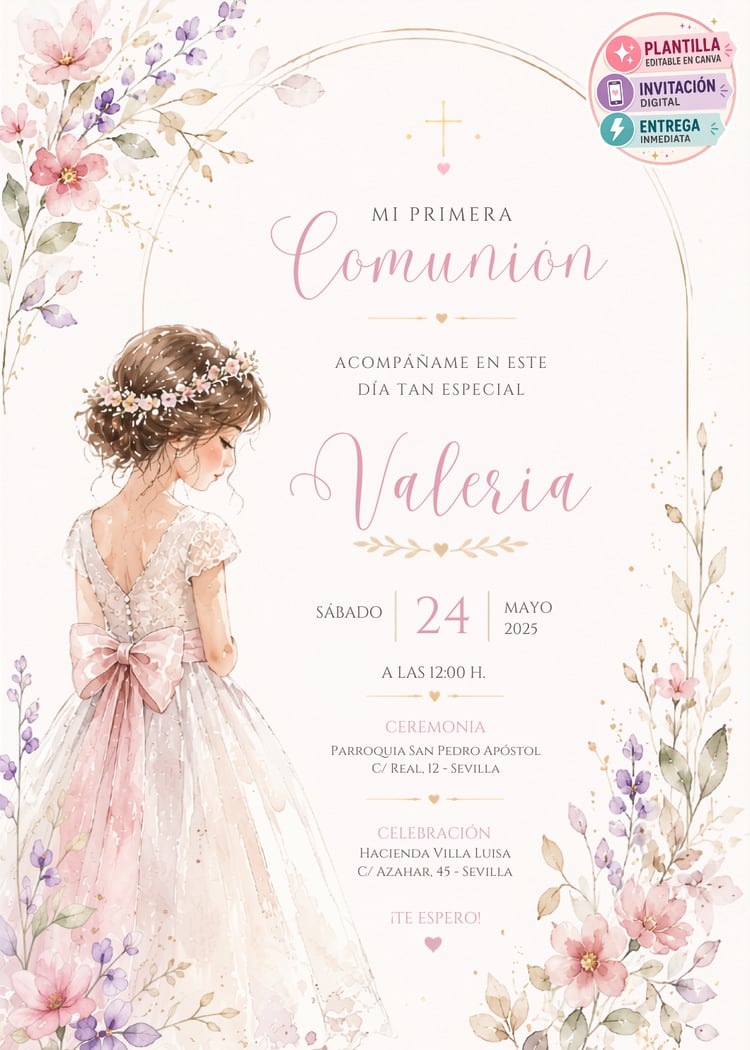 Invitación Primera Comunión niña