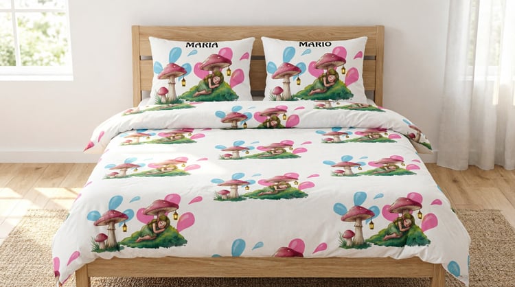 textil hogar infantil, decoración de setas y hadas, ropa infantil personalizada, patrones tiernos para niños.