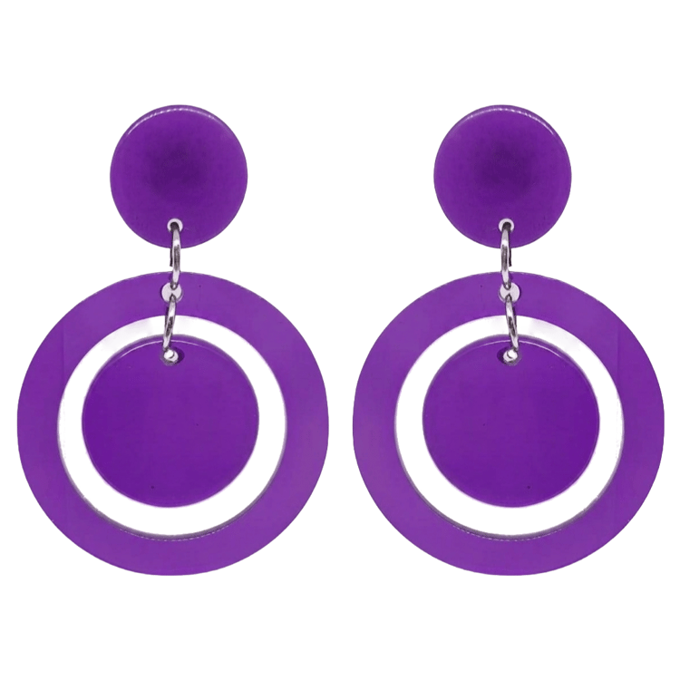 Retro 1960's Style Purple Double hoop earrings by Atomic Cat
