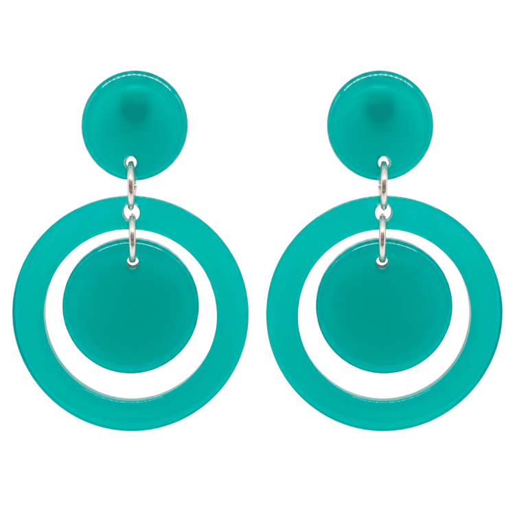 Retro 1960's Style Green Double hoop earrings by Atomic Cat