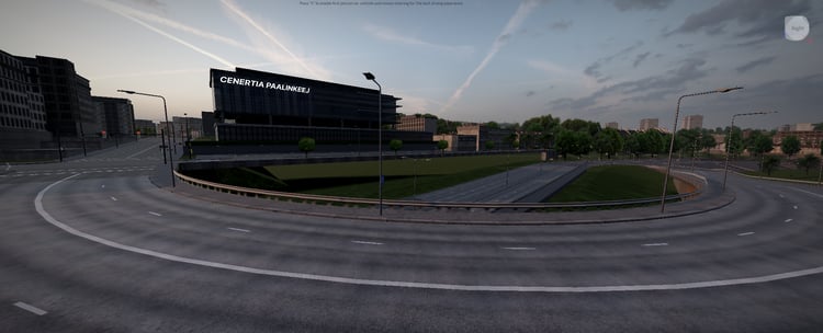 Large urban area with roads buildings and green spaces