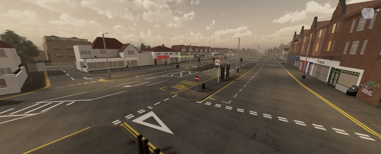Bridge City Roblox driving map with a large urban intersection