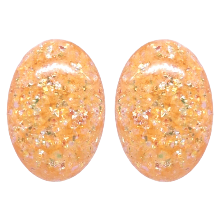 Retro 1960's Oval Glitter Stud Earrings Orange by Atomic Cat