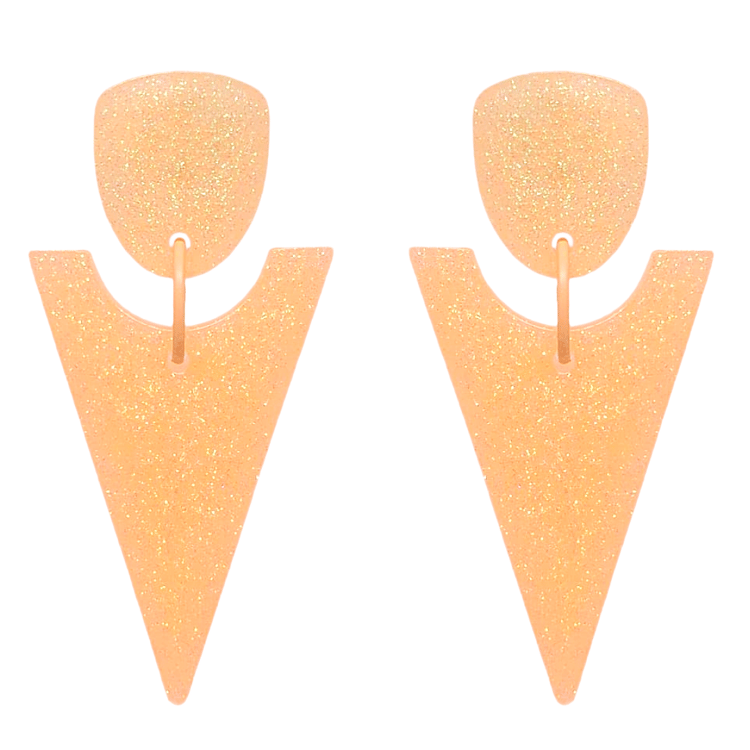 Retro 1980's Style Triangle Geometric Earrings Orange by Atomic Cat