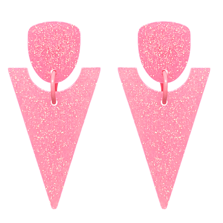 Retro 1980's Style Triangle Geometric Earrings Pink by Atomic Cat