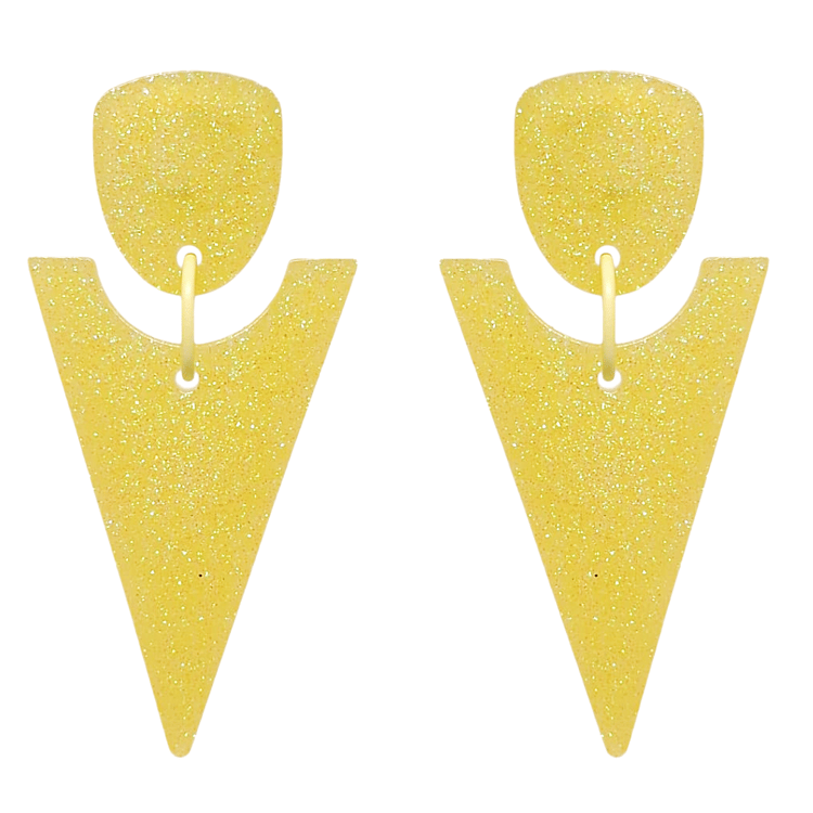 Retro 1980's Style Triangle Geometric Earrings Yellow by Atomic Cat