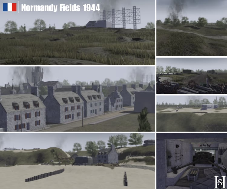 WW2 battlefield with open fields