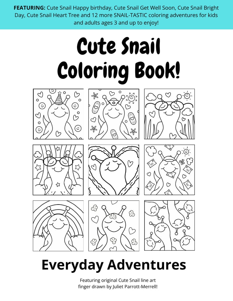 Cute Snail Everyday Adventures Coloring Book (Front Cover)