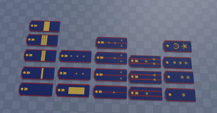 Blue service epaulette collection
