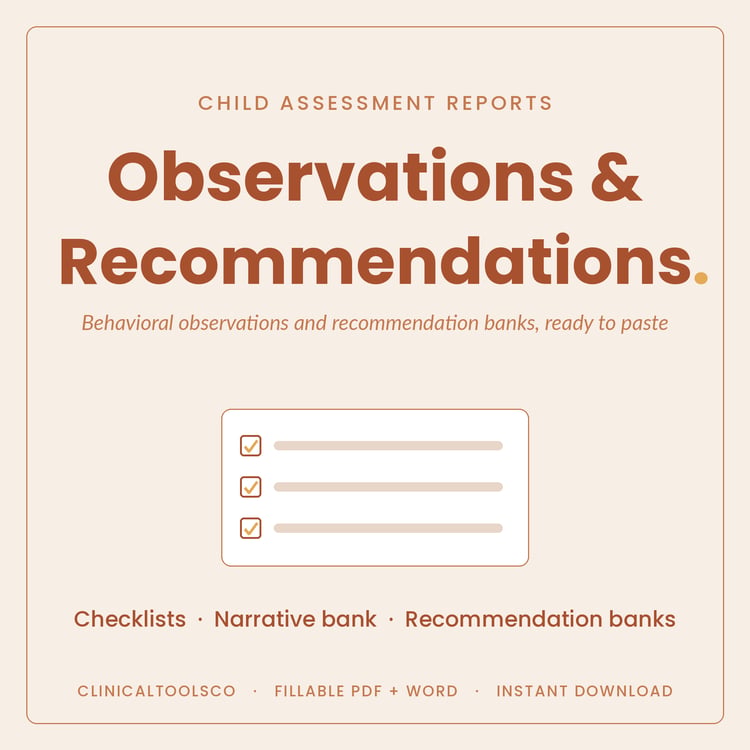 Cover of Testing Observations and Recommendations Bank for Reports