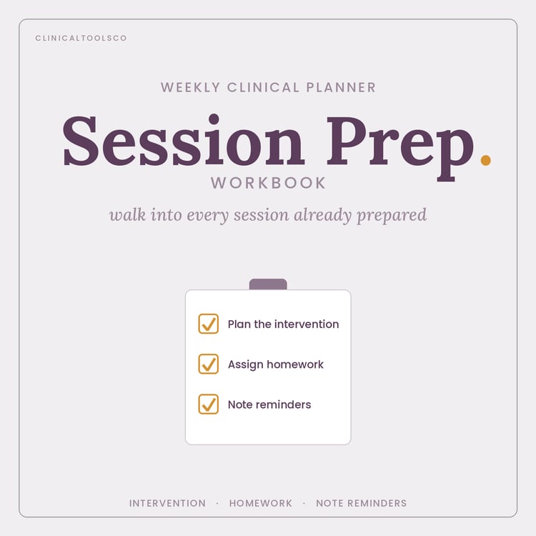 Cover of Therapist Session Prep Workbook, Weekly Clinical Planner
