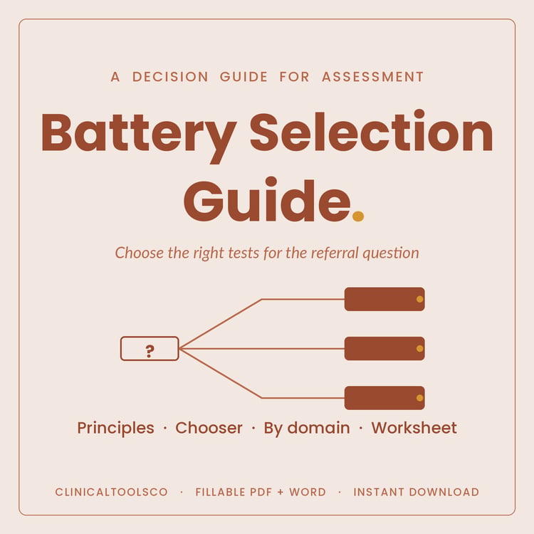 Cover of Assessment Battery Selection Guide, Referral Question to Tests