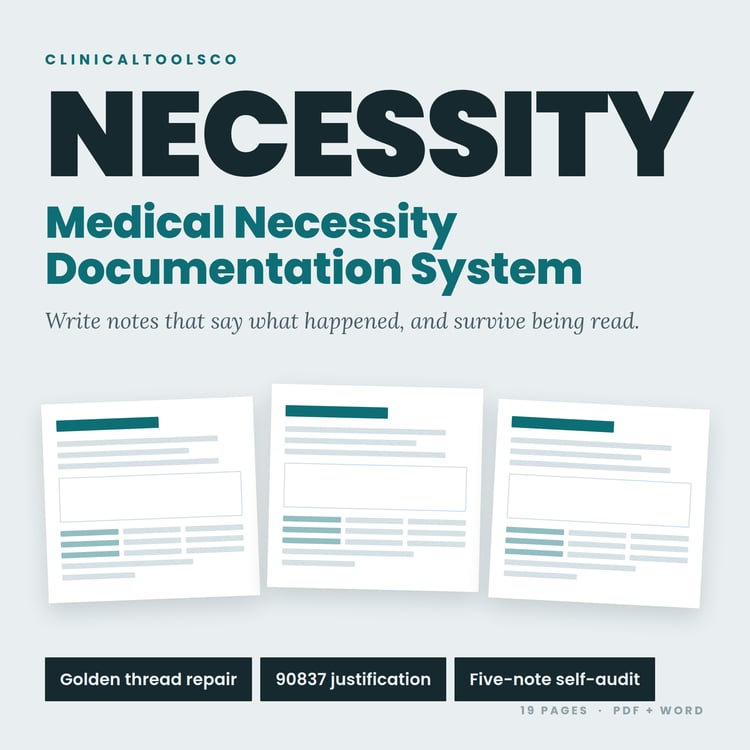 Cover of Medical Necessity Language Bank, Golden Thread and 90837 Notes