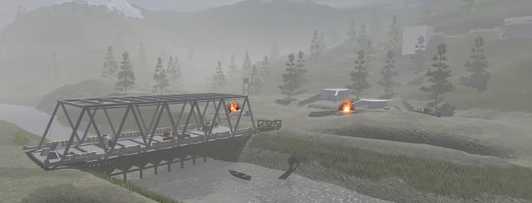Steel bridge river crossing