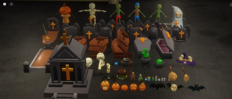 Halloween gravestone and coffin collection
