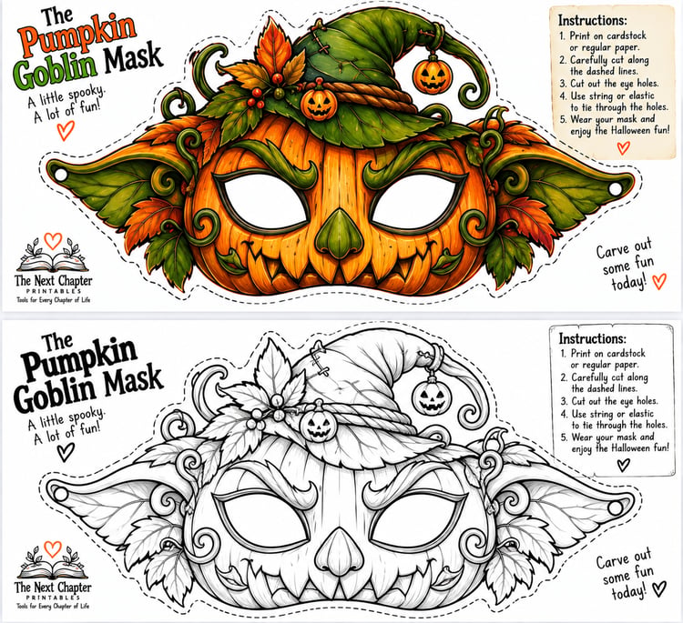 What’s Hiding Back There Halloween printable mask activity featuring friendly spooky Halloween characters.