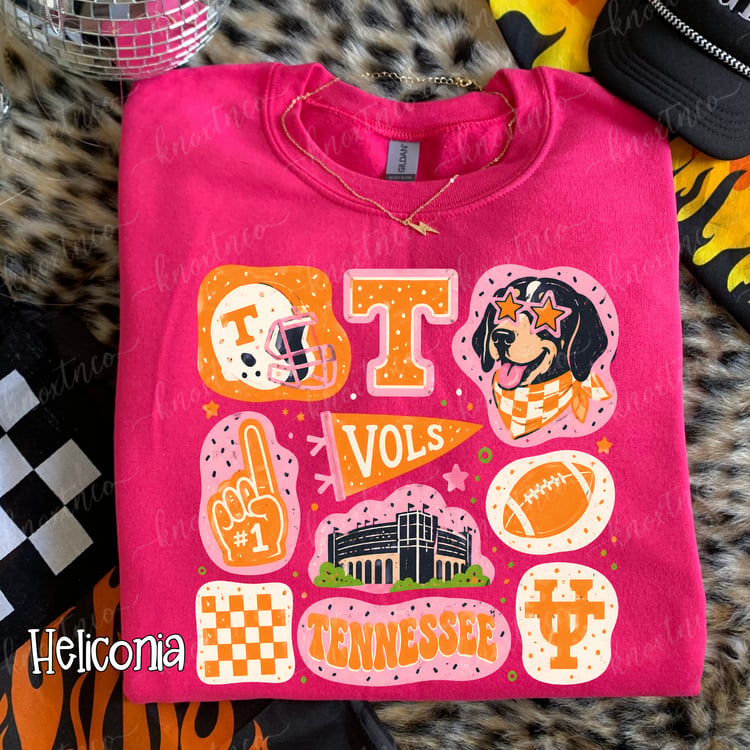 Tennessee Vols Football Collage UT Pink Smokey Sweatshirt