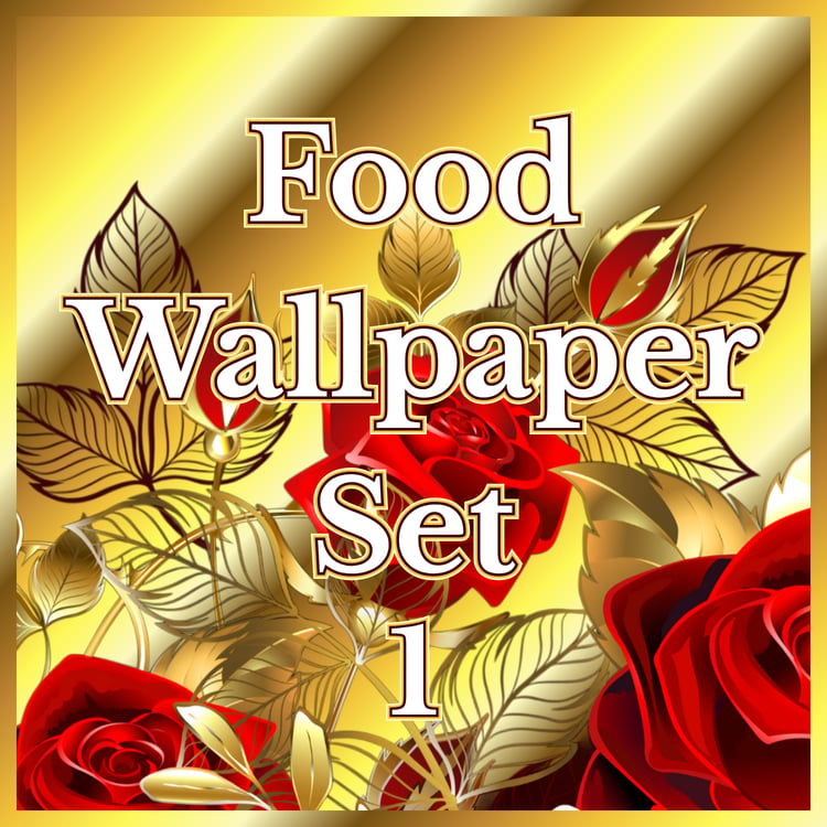 An image promoting 15 food wallpapers that are compatible with iPhone and Samsung devices.