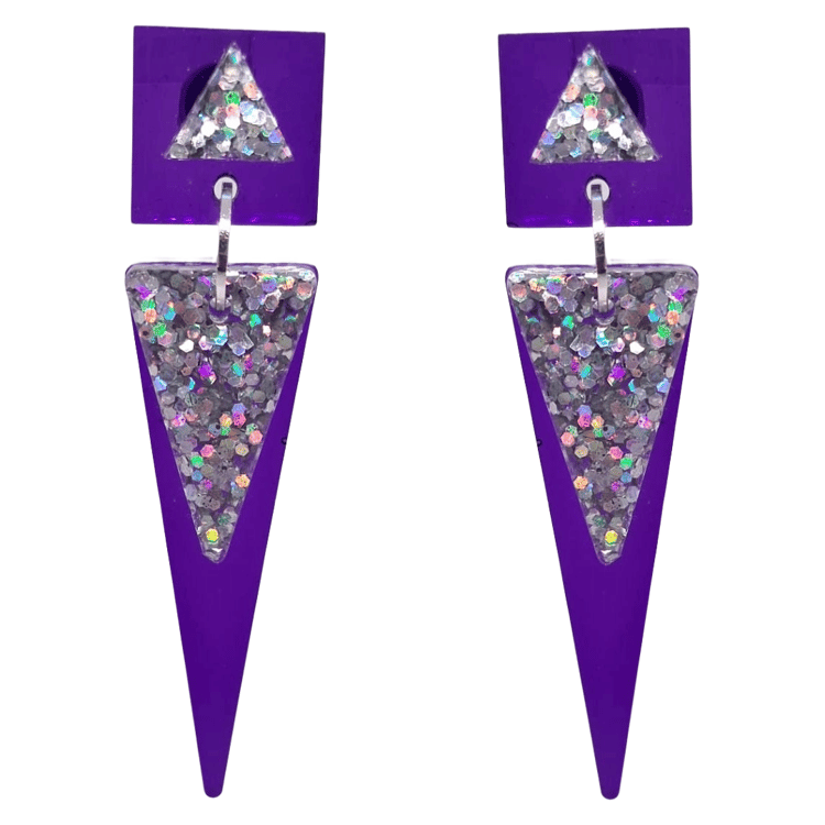 Retro Glamrock Disco Purple Prism Earrings by Atomic Cat