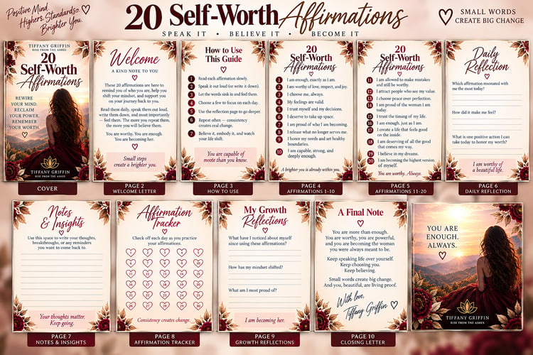 20 Self-Worth Affirmations for self-love, confidence, self-esteem, and personal growth