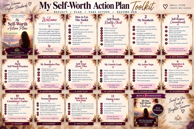 My Self-Worth Action Plan workbook for building self-worth, confidence, self-respect, and self-trust