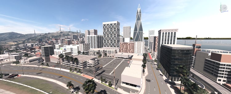 Detailed American city racing environment