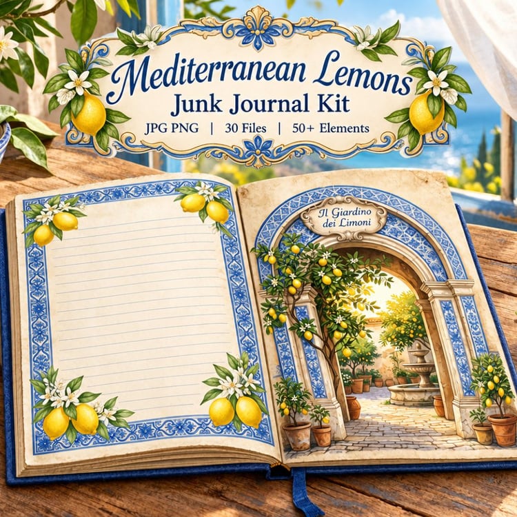 mediterranean lemon junk journal kit