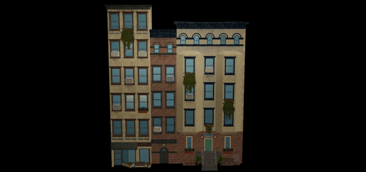 Detailed urban apartment building