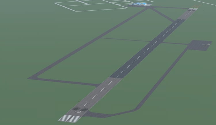 Airfield hangars and apron