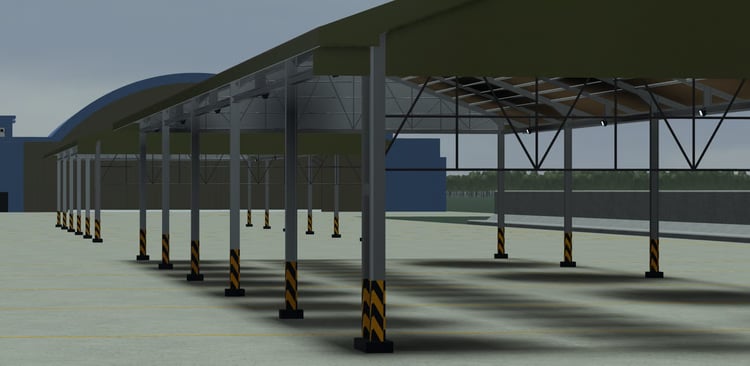 Covered aircraft maintenance area